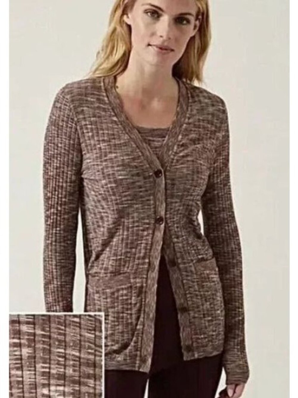 ATHLETA revolve seamless cardigan in brown marl size M